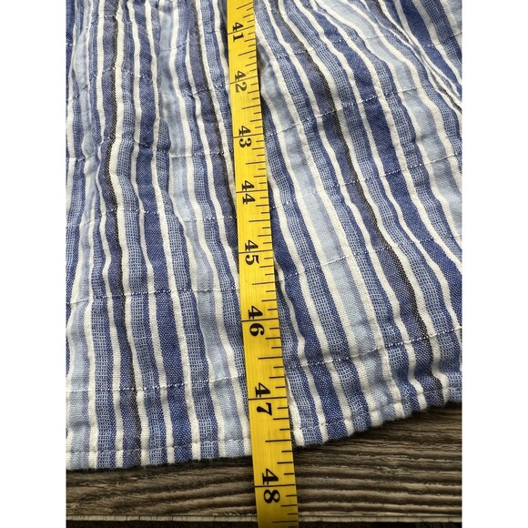 Elliot Lauren Midi Dress L Blue/White Stripe Sleeveless Tiered Ruffled Chambray - Picture 10 of 14